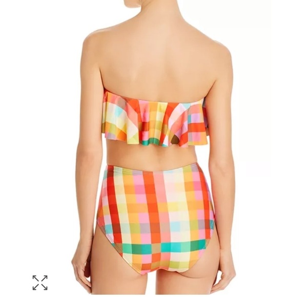Kate Spade Garden Plaid Ruffled Bandeau Bikini Top - Picture 5 of 5